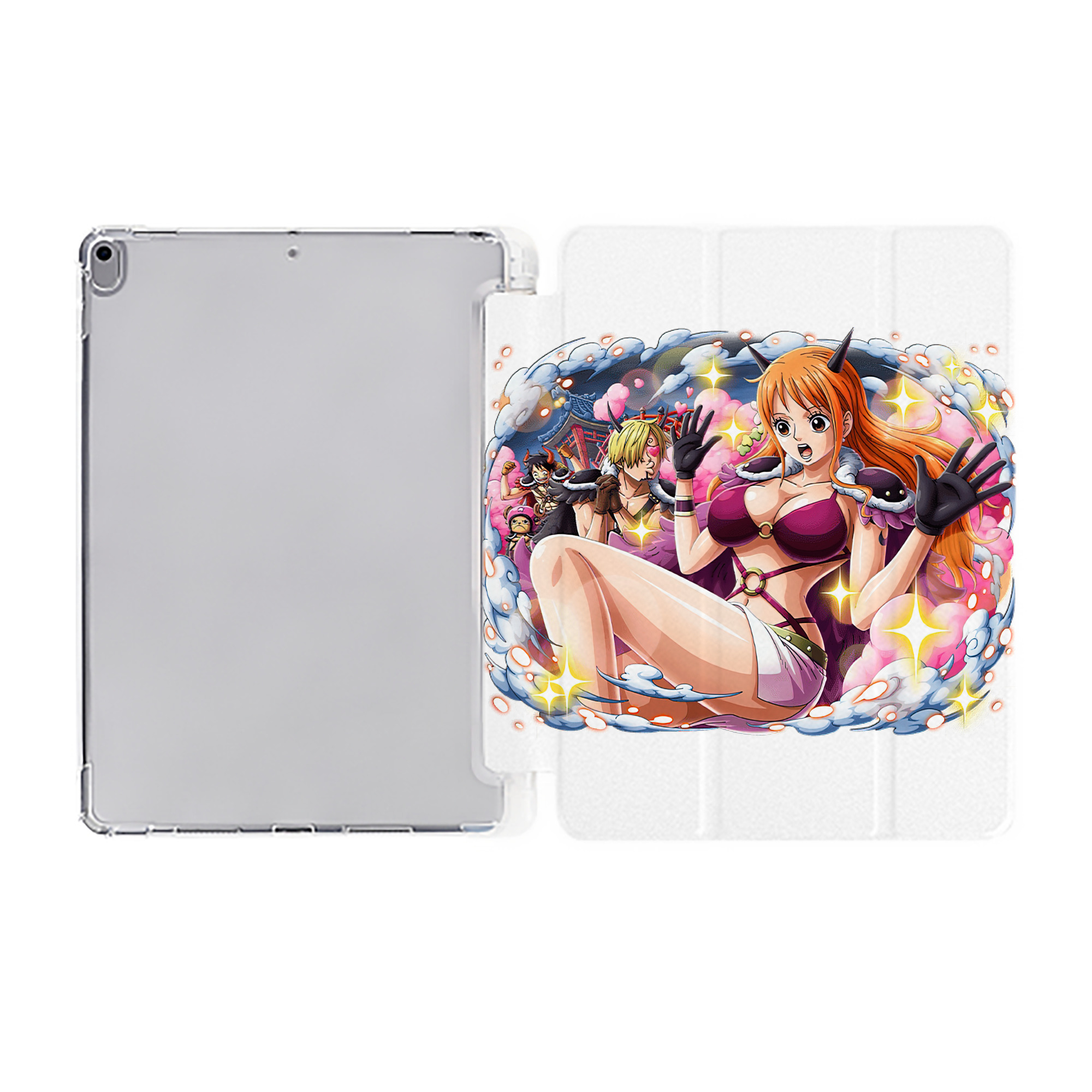 （画像用） ワンピース ナミ ONE PIECE Nami IPad ケース ペン収納付き 三つ折りスタンド PUレザー×シリコン 対応機種9.5/10.5/10.9インチ